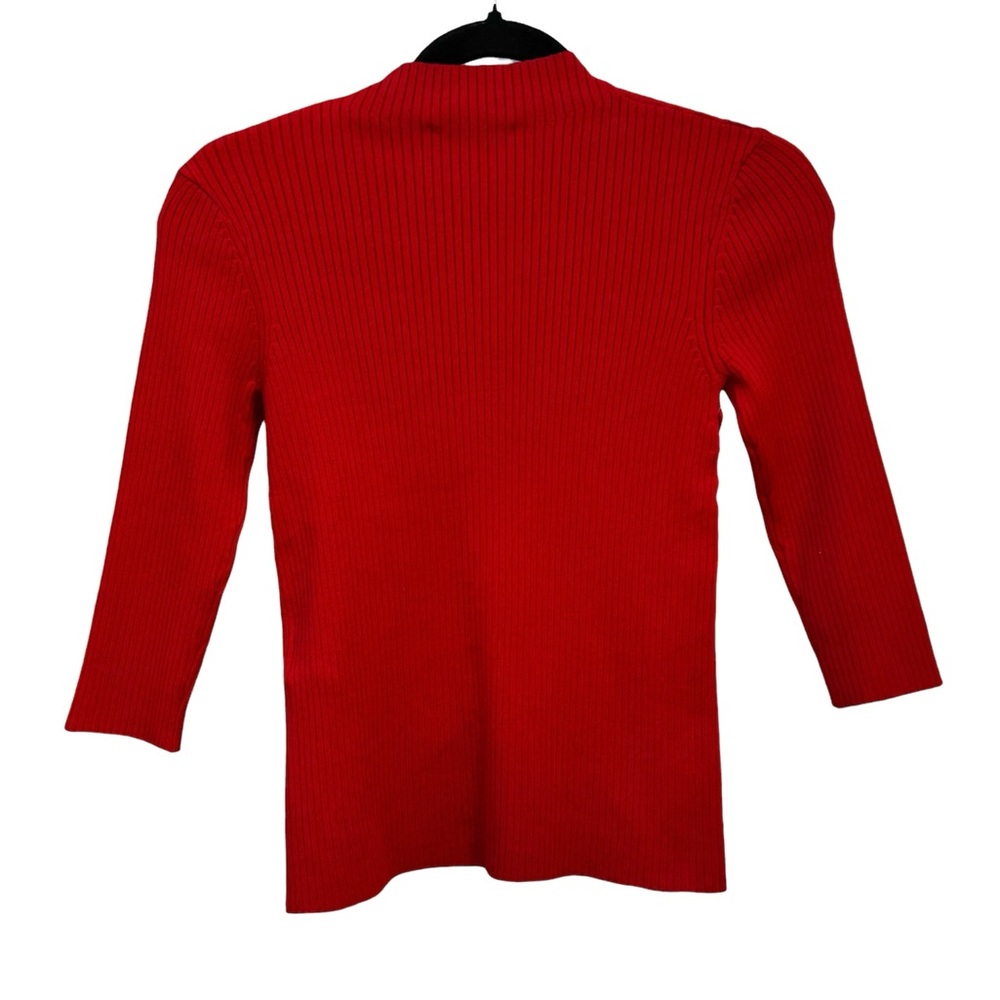 NEW Maje Ribbed Eyelet Lace Up Wool Blend Pullover Sweater Half Sleeve Mock Neck - Picture 3 of 10